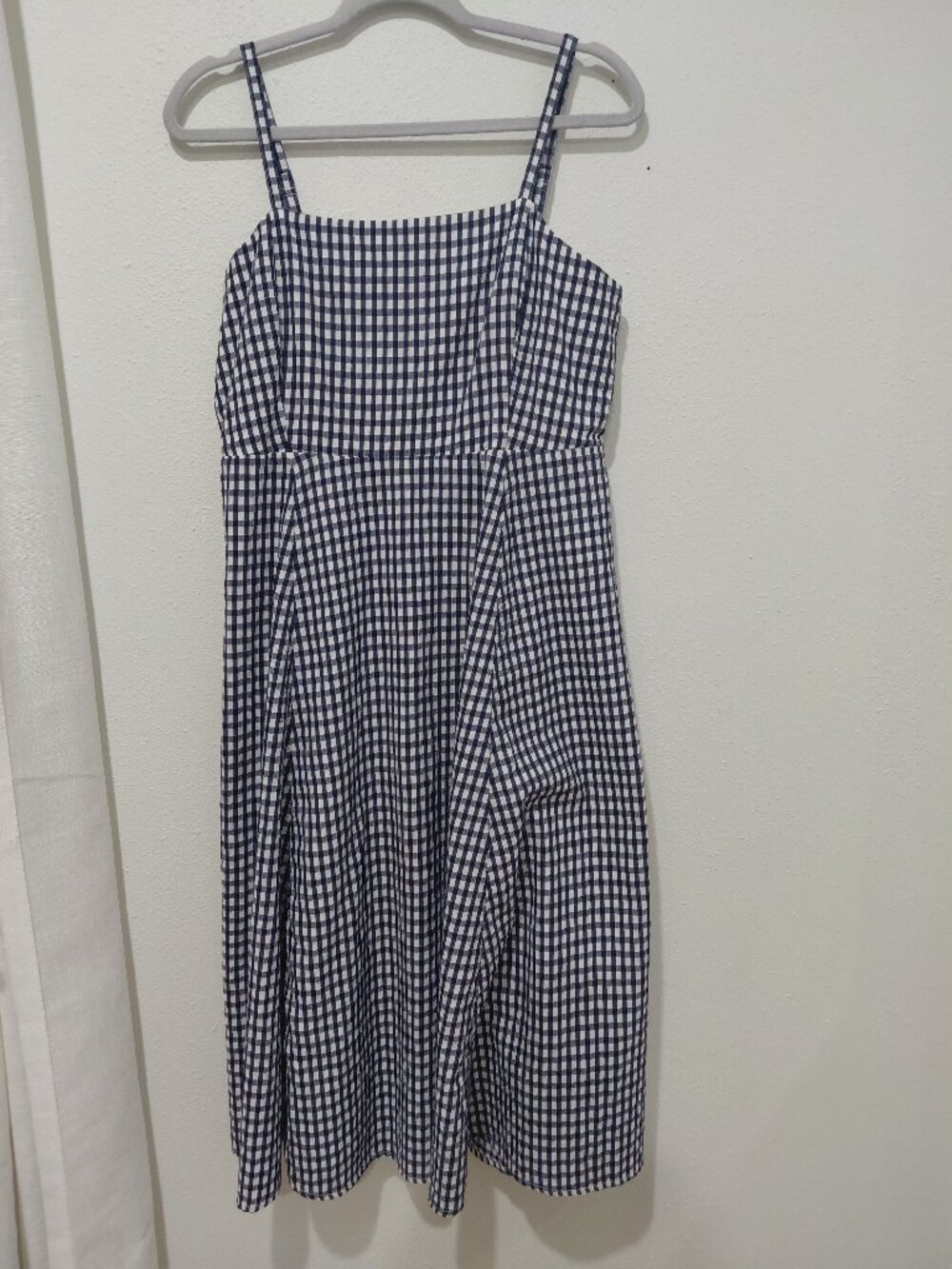 Gap Blue White Gingham Midi Dress Fit and Flare Size 10